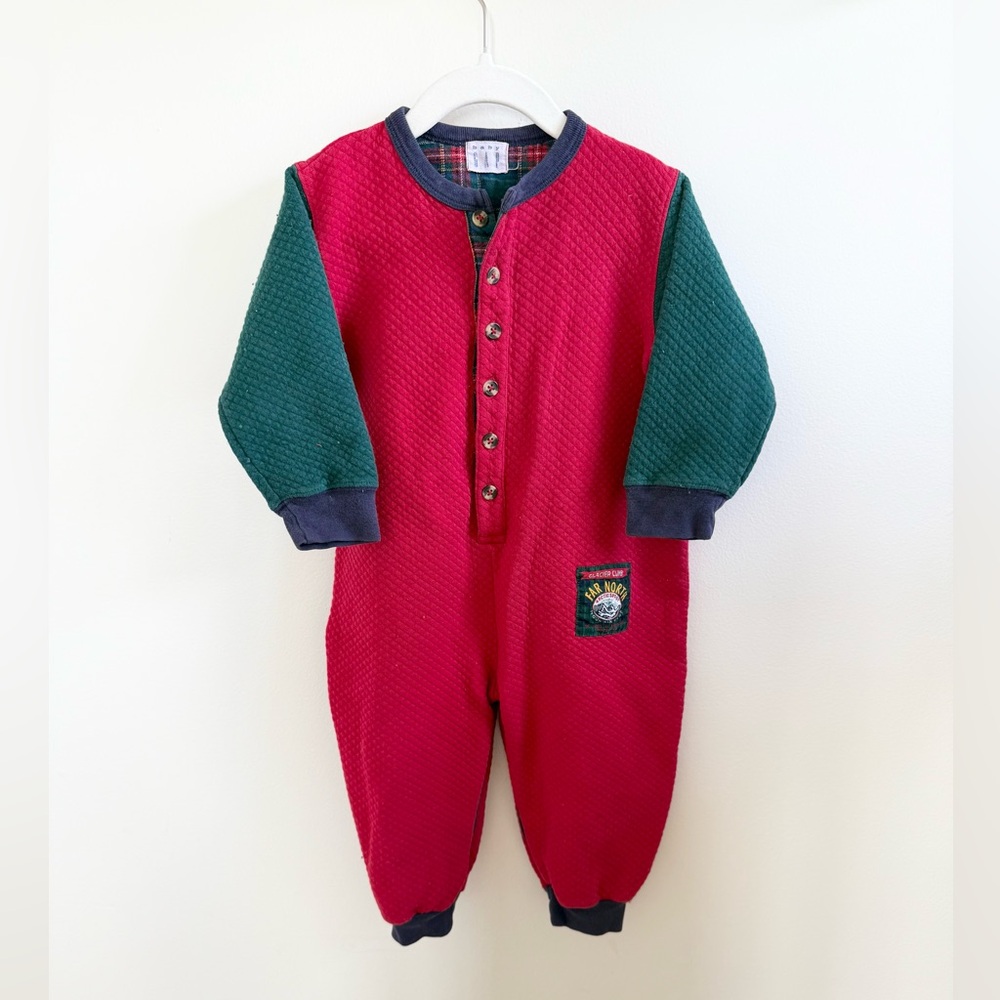 Vintage 90a Baby GAP Long Sleeve Romper Jumpsuit Balloon Leg Color Blocked